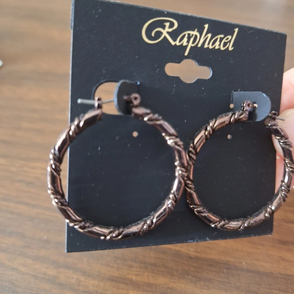 Raphael engraved hoop earrings hypoallergenic